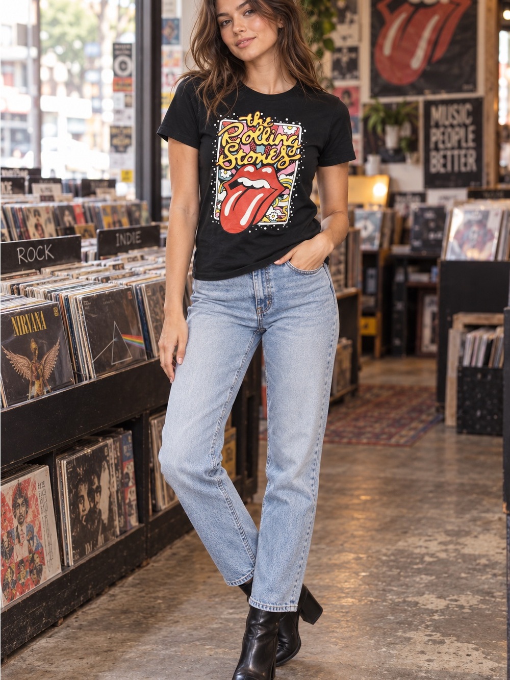 The Rolling Stones Retro Graphic Black T-Shirt Size Small